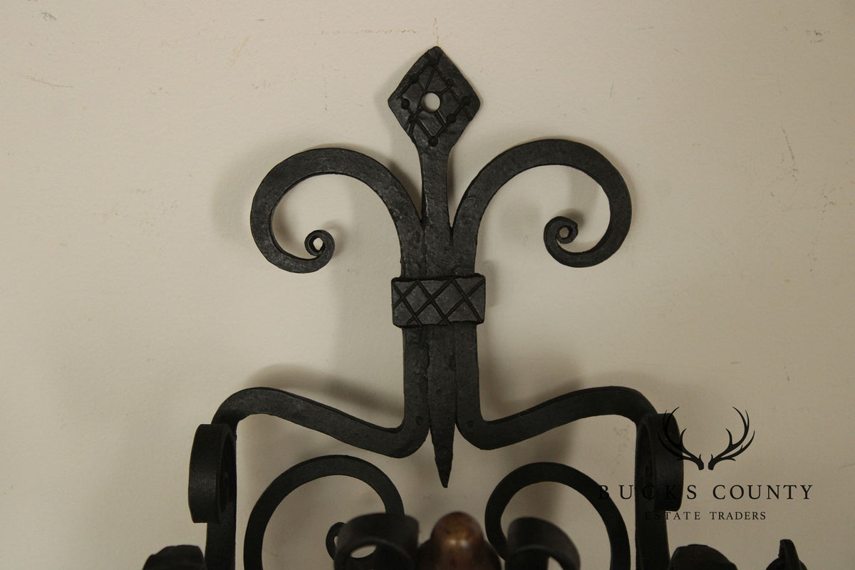 Antique Wrought Iron and Brass Wall-Mounted Bell