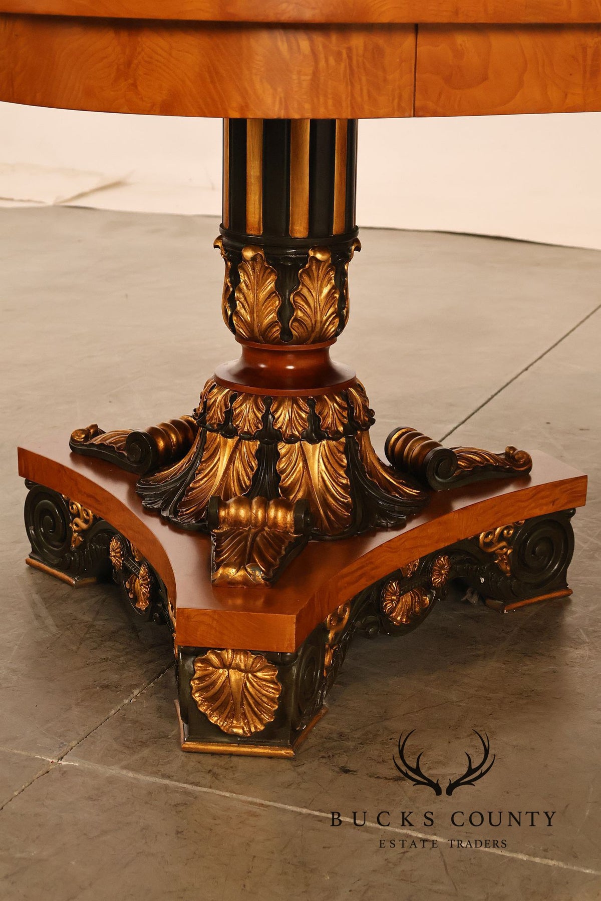 Ala Mobili Style Neoclassical Style Inlaid Double Pedestal Extension Dining Table