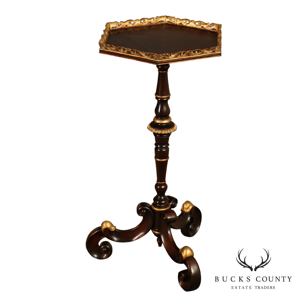 Italian Regency Style Mahogany And Gilt Pedestal Plant Stand