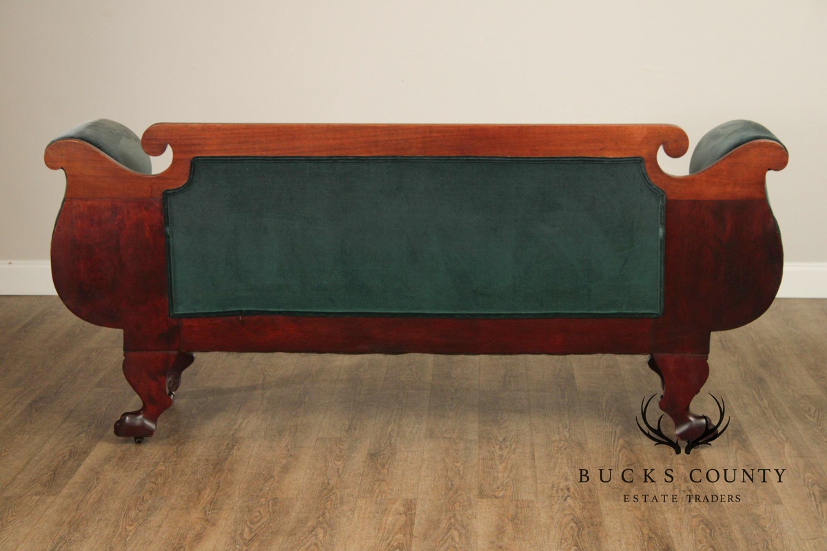Antique American Empire Carved Mahogany Sofa