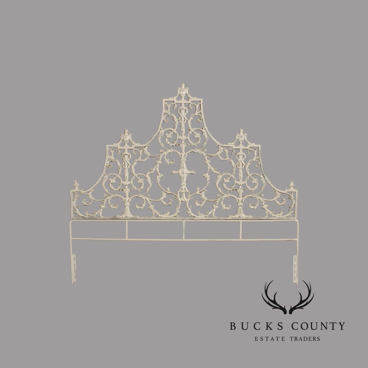 Rococo Style Ornate Metal King Headboard