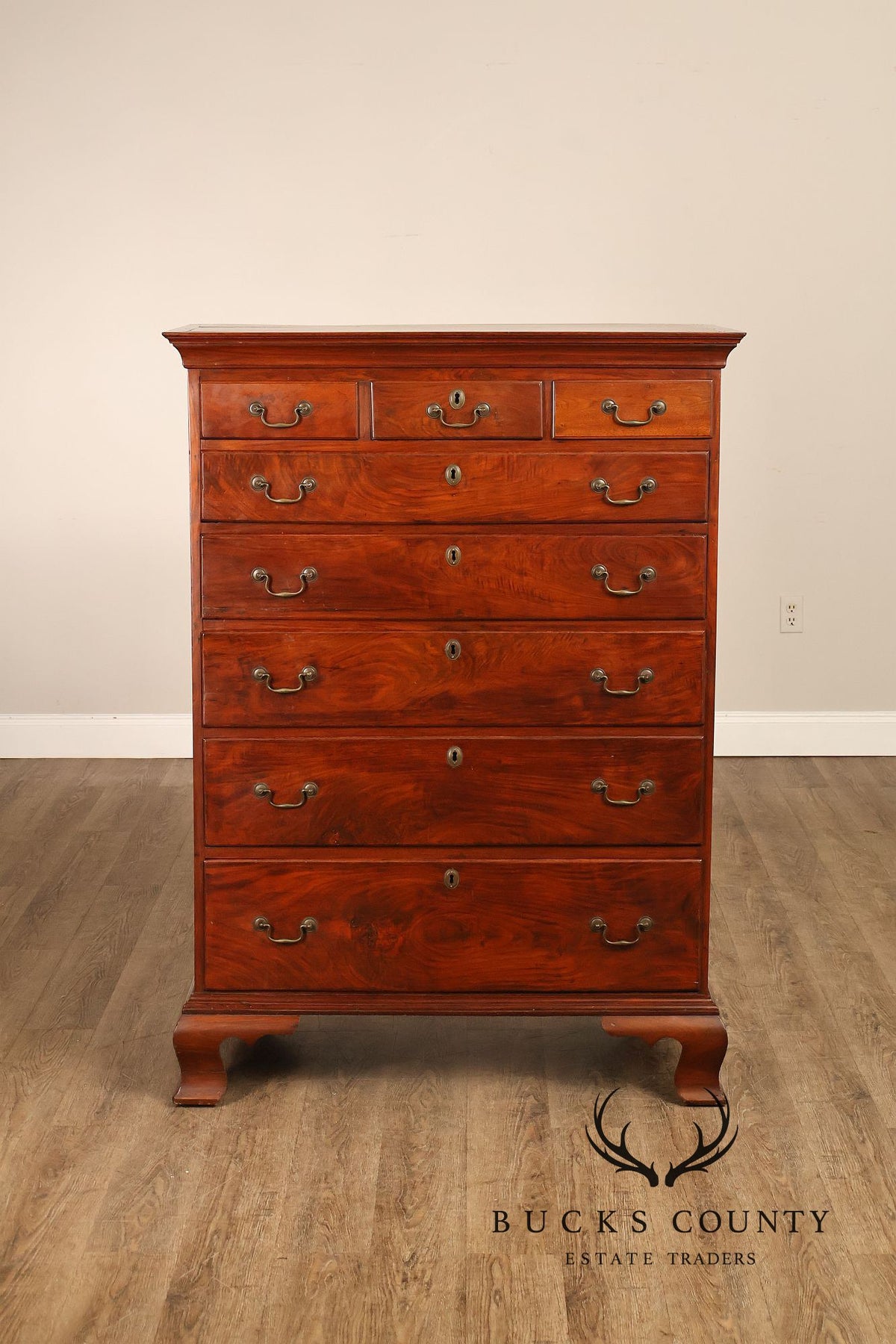 Antique Chippendale Walnut Eight-Drawer Tall Chest