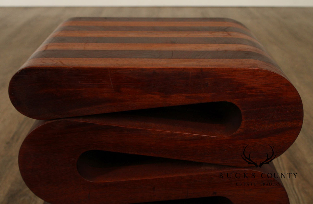 Pair Of Contemporary Sculptural Snake Form Wood End Tables