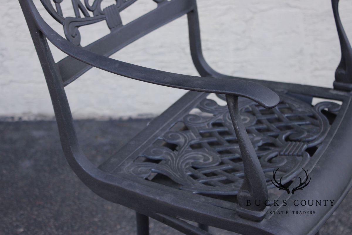 Outdoor Lifestyle Cast Aluminum Bar Height Patio Table And Four Swivel Armchairs