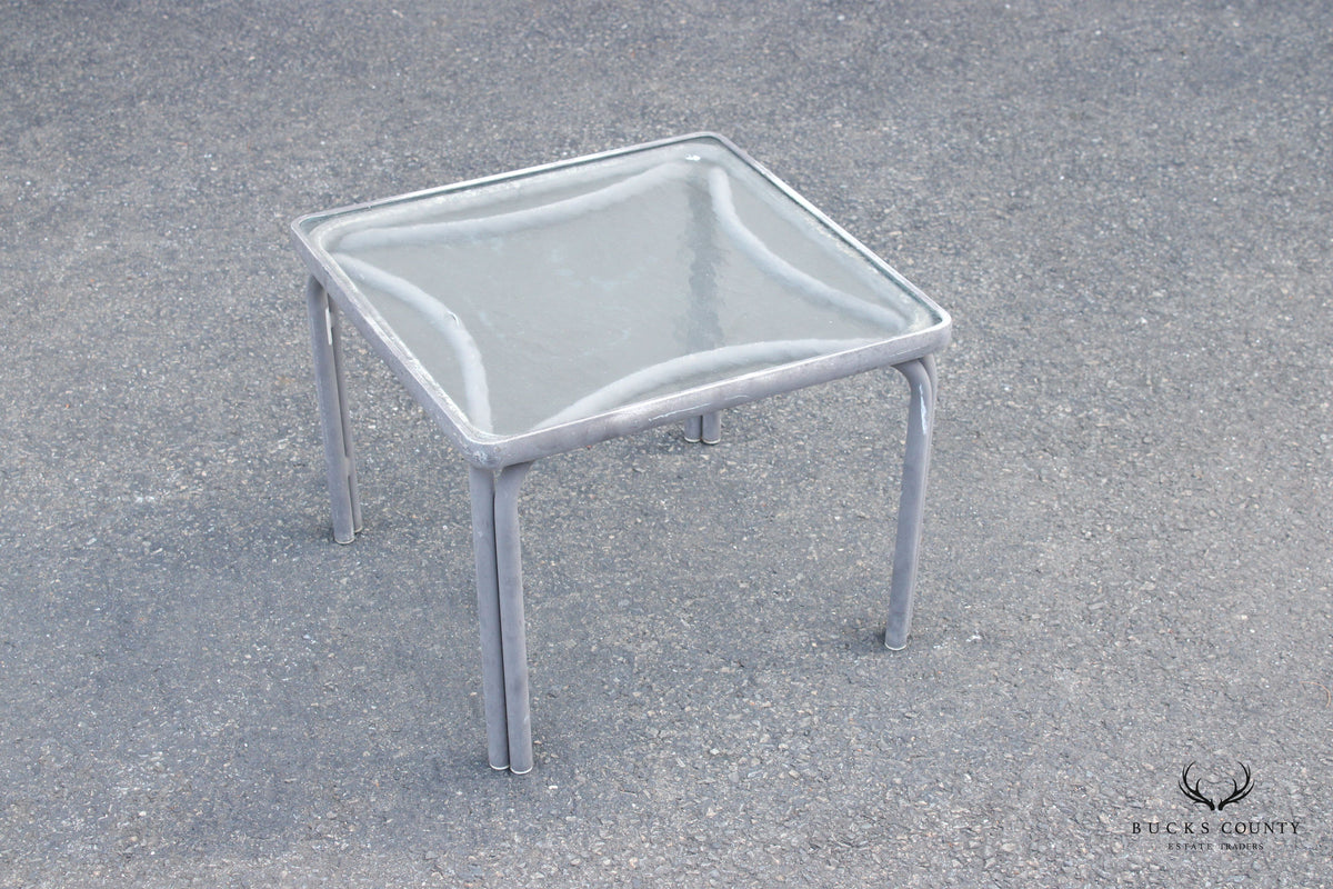 Brown Jordan Glass Top Aluminum Outdoor Side Table