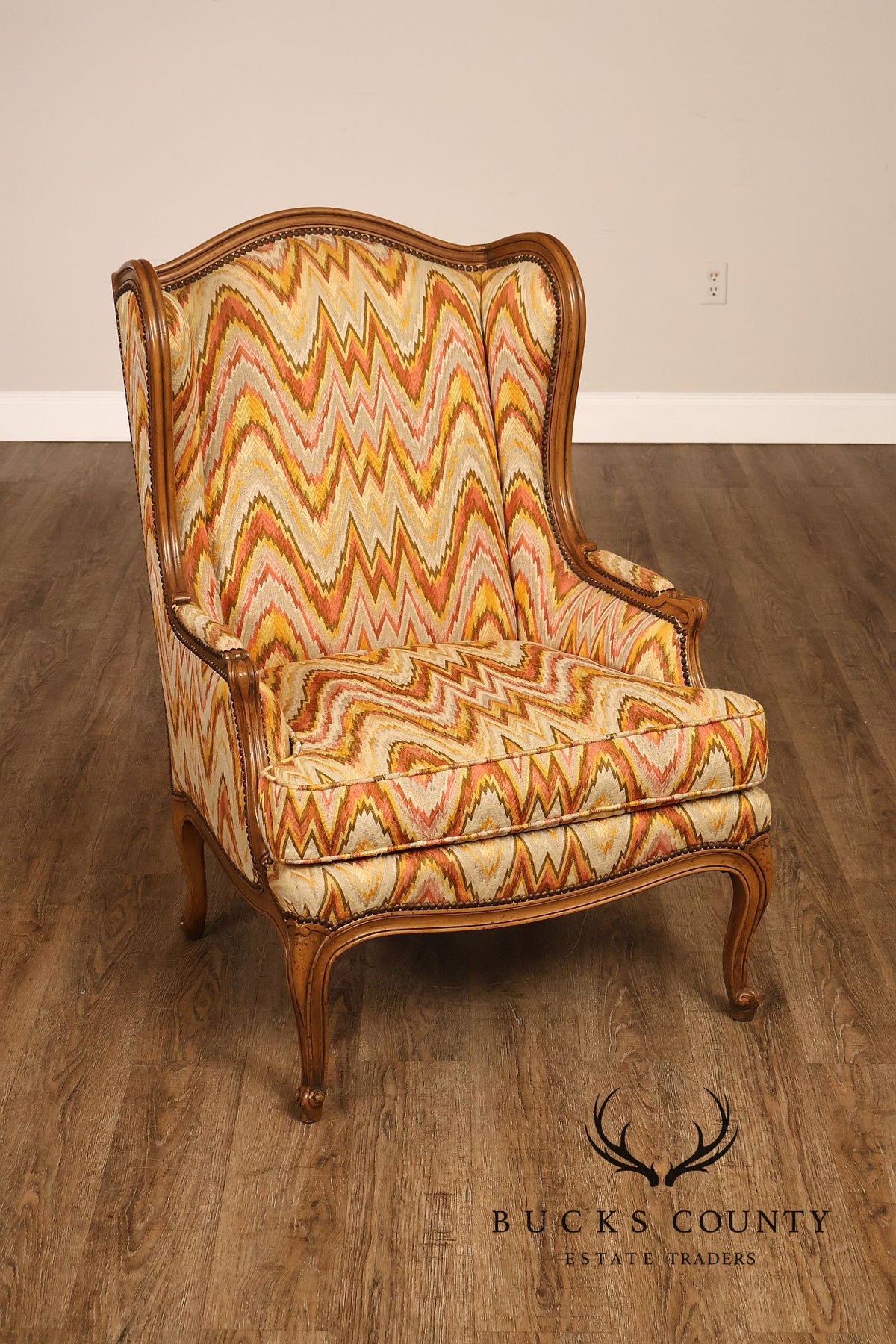 Baker Furniture Louis XV Style Wing Back Bergère Chair And Ottoman