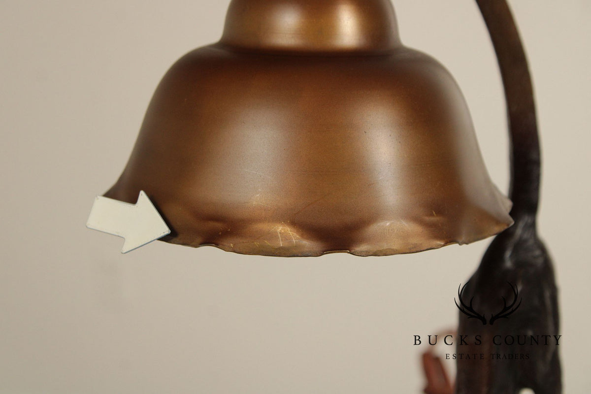 Art Deco Style Pair of Bronze Cat Desk Lamps