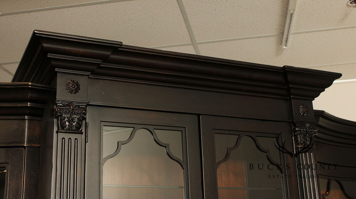 Tuscan Style Large Ebonized Display Cabinet