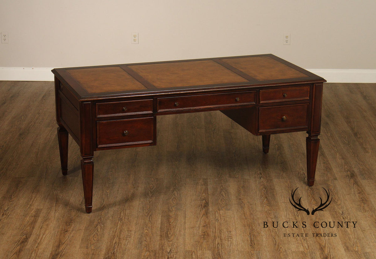 Ethan Allen Leather Top Cherry 'Buckley' Executive Desk