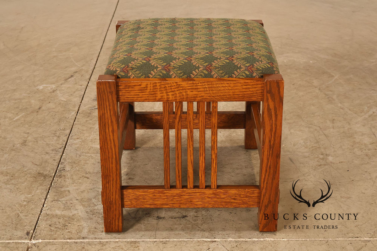 Stickley Mission Collection Oak Spindle Side Footstool Ottoman