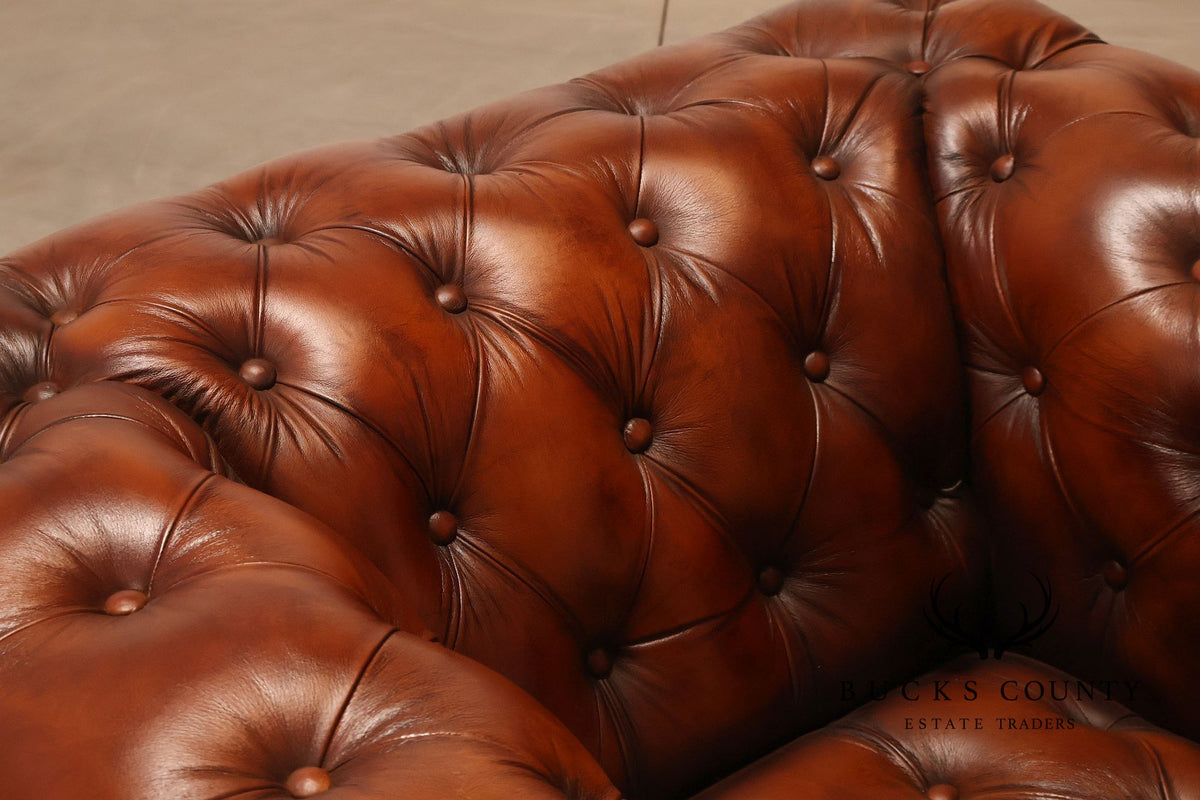 Chesterfield Style Tufted Brown Leather Club Chair