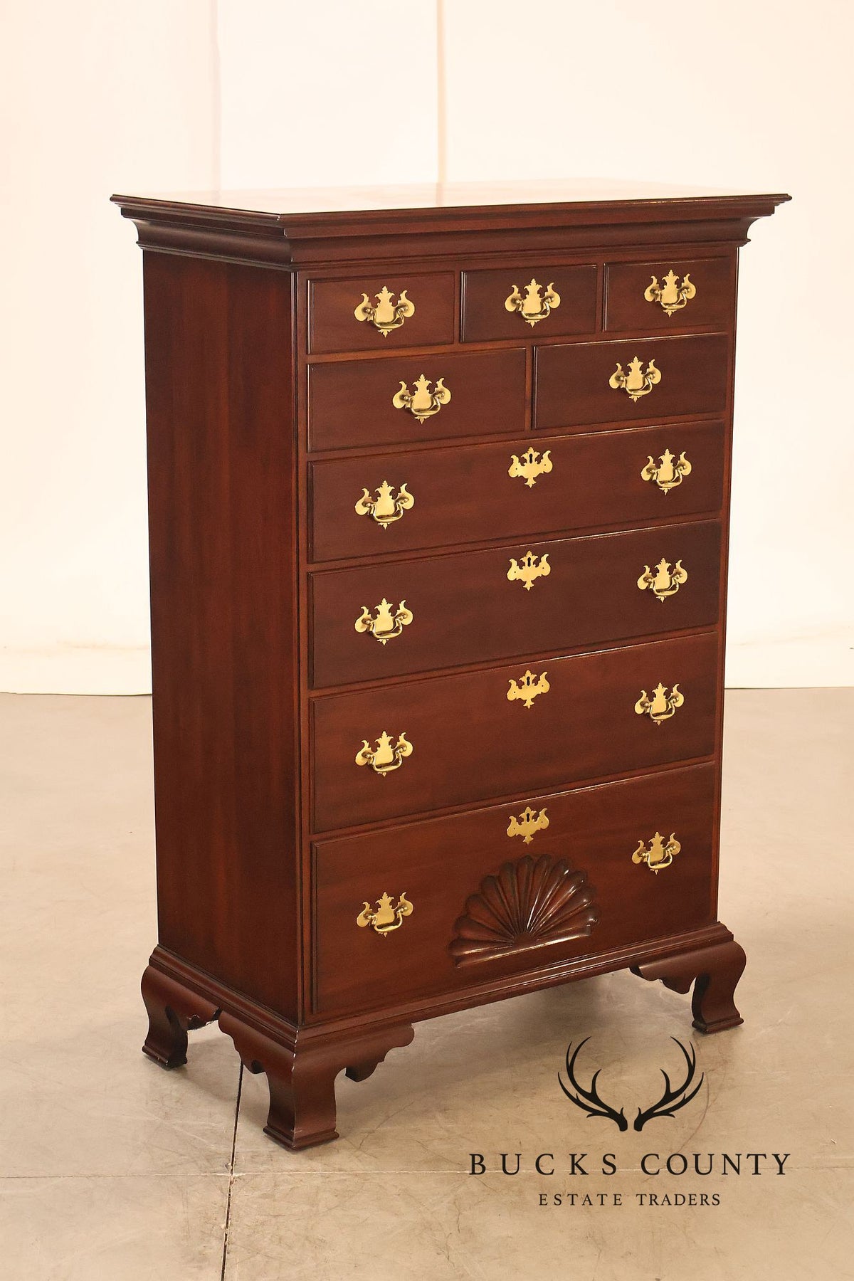 Statton Private Collection Cherry Chippendale Tall Chest Of Drawers