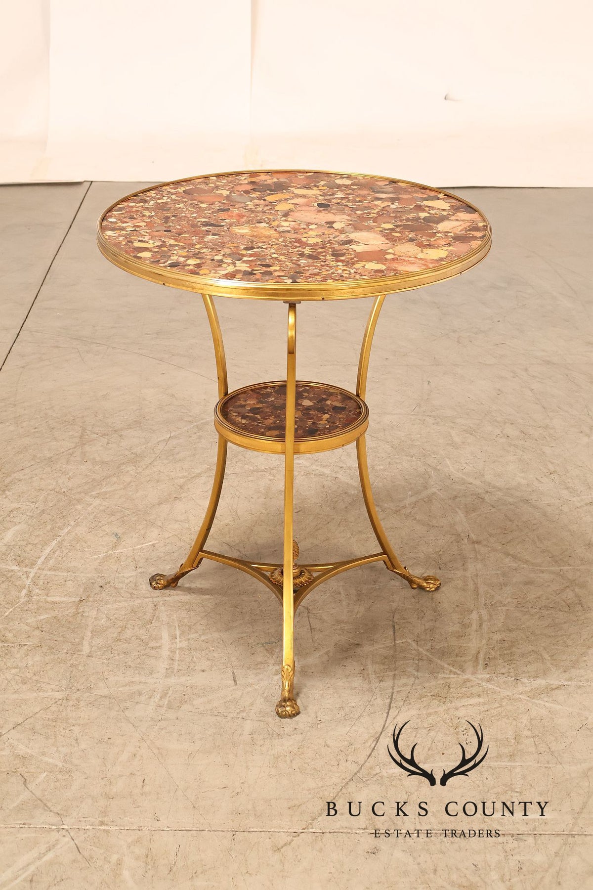 Neoclassical Style Pair of Marble Top Gueridon Side Tables