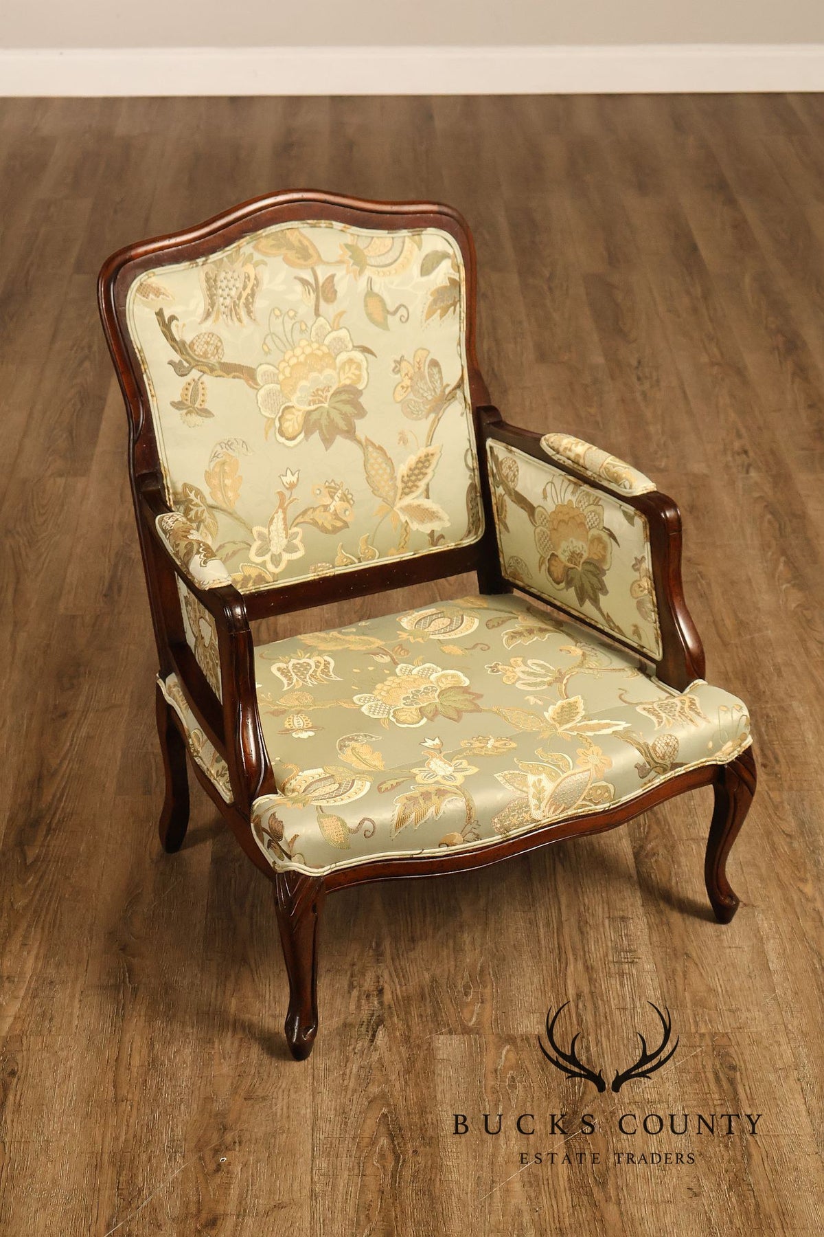 Louis XV Style Pair Of Bergere Upholstered Lounge Chairs