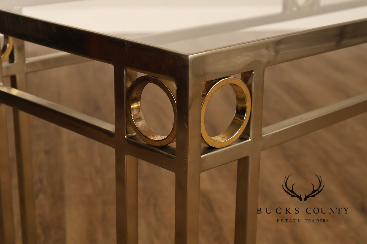 Modern Art Deco Style Glass Top Console Table