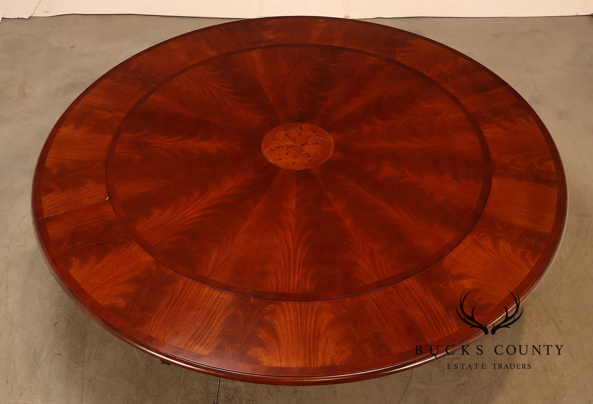 Theodore Alexander Regency Style Mahogany Round Dining Table With Expandable 4 Leaves
