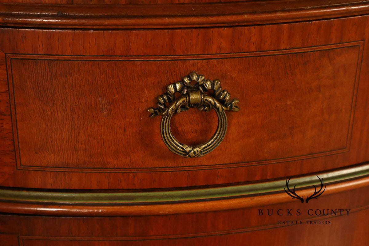 Neoclassical Style Inlaid Demilune Cabinet With Interior Drawers