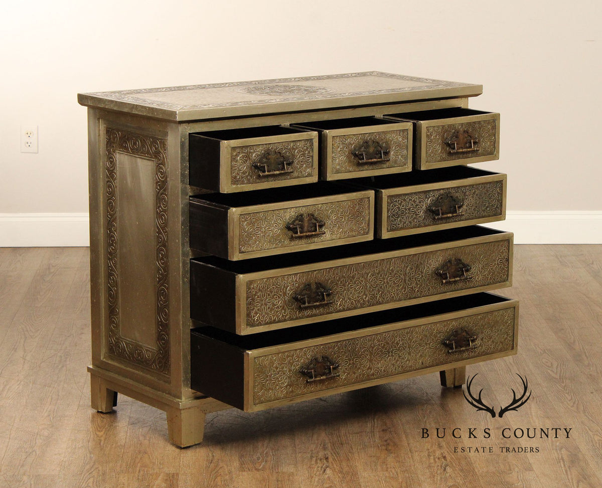 Vintage Embossed Metal Chest of Drawers