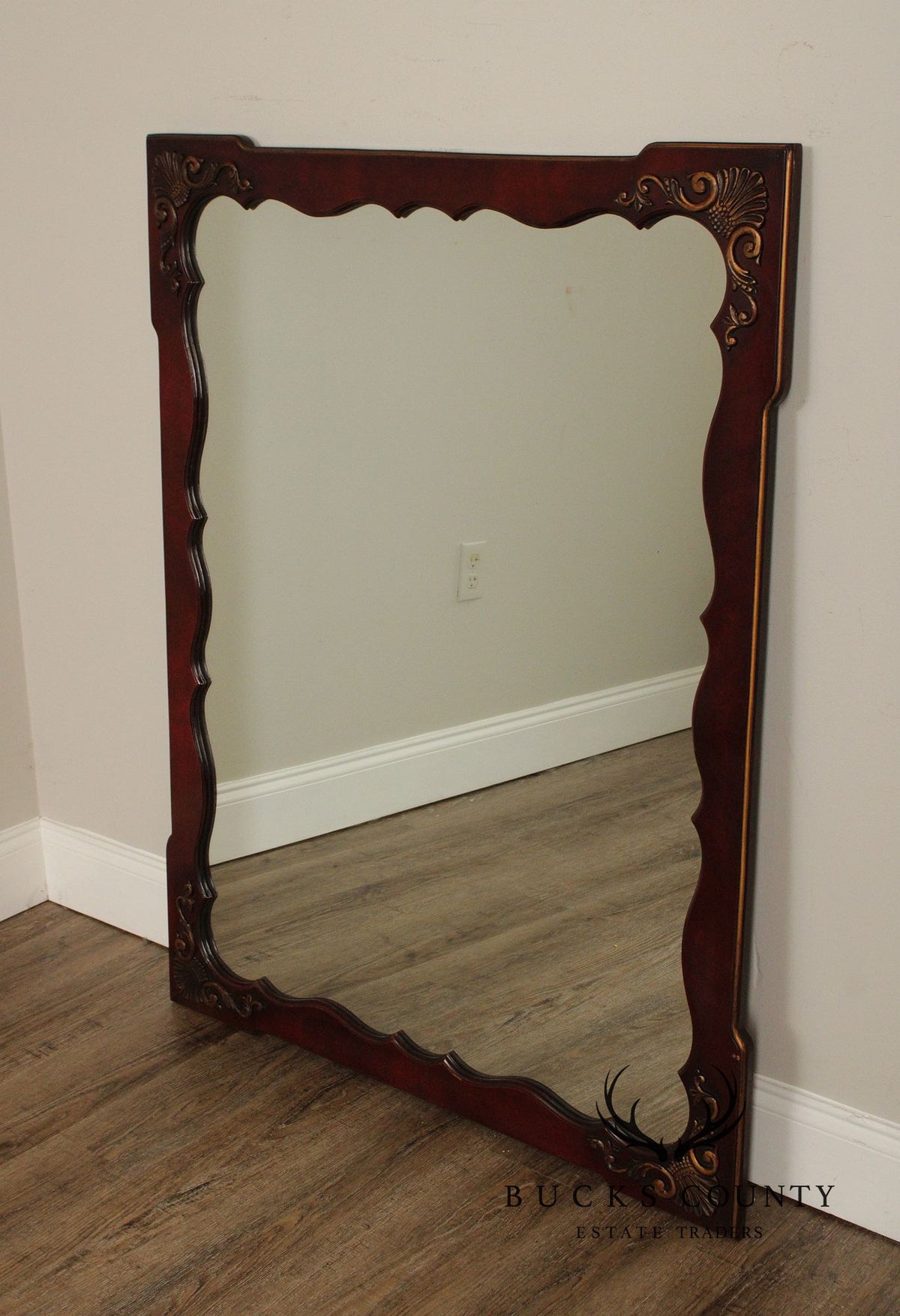 Rococo Style Scalloped Frame  Mahogany Wall Mirror