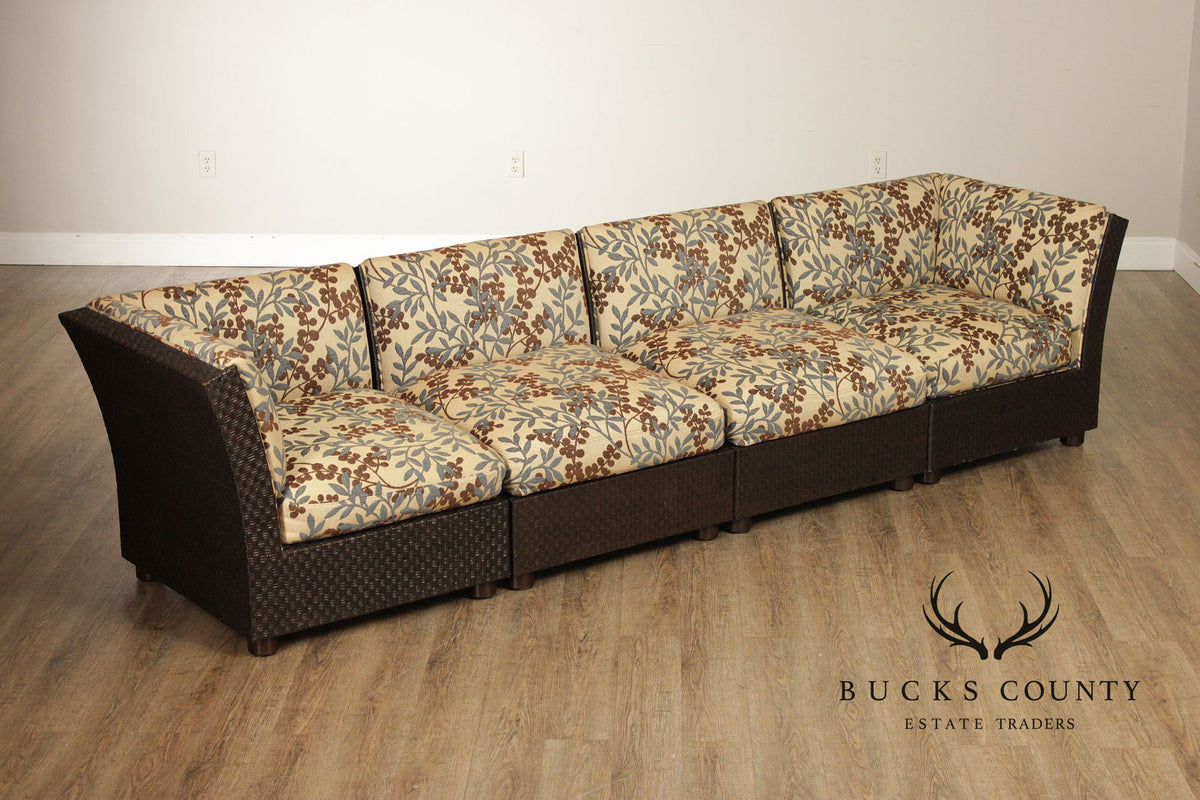 Orlando Diaz-Azcuy For McGuire Cambay Woven Wicker4 Part Sectional Sofa