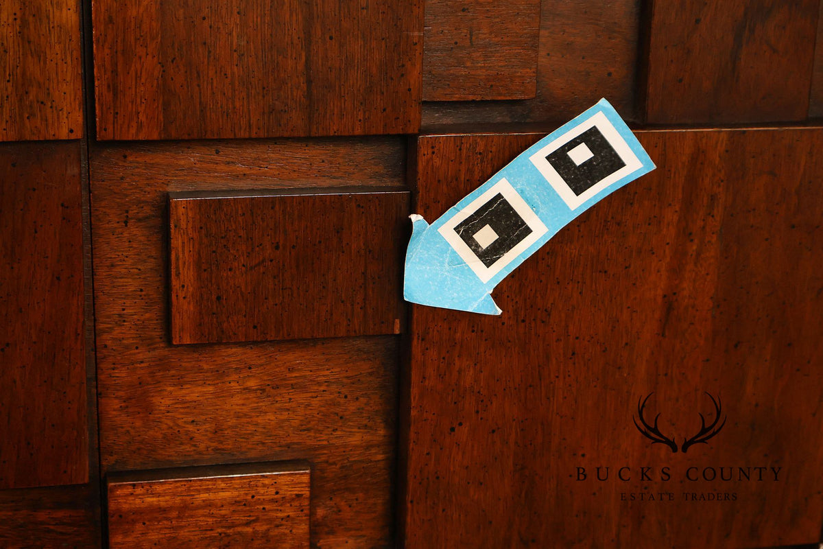Vintage Lane Mid-Century Modern Brutalist Walnut Armoire