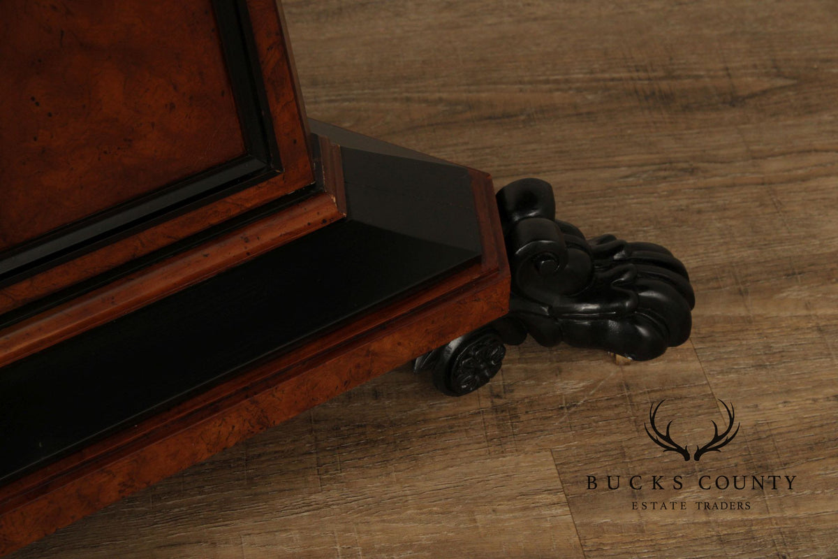 Baker Stately Homes Burlwood Round Inlaid Center Tabe