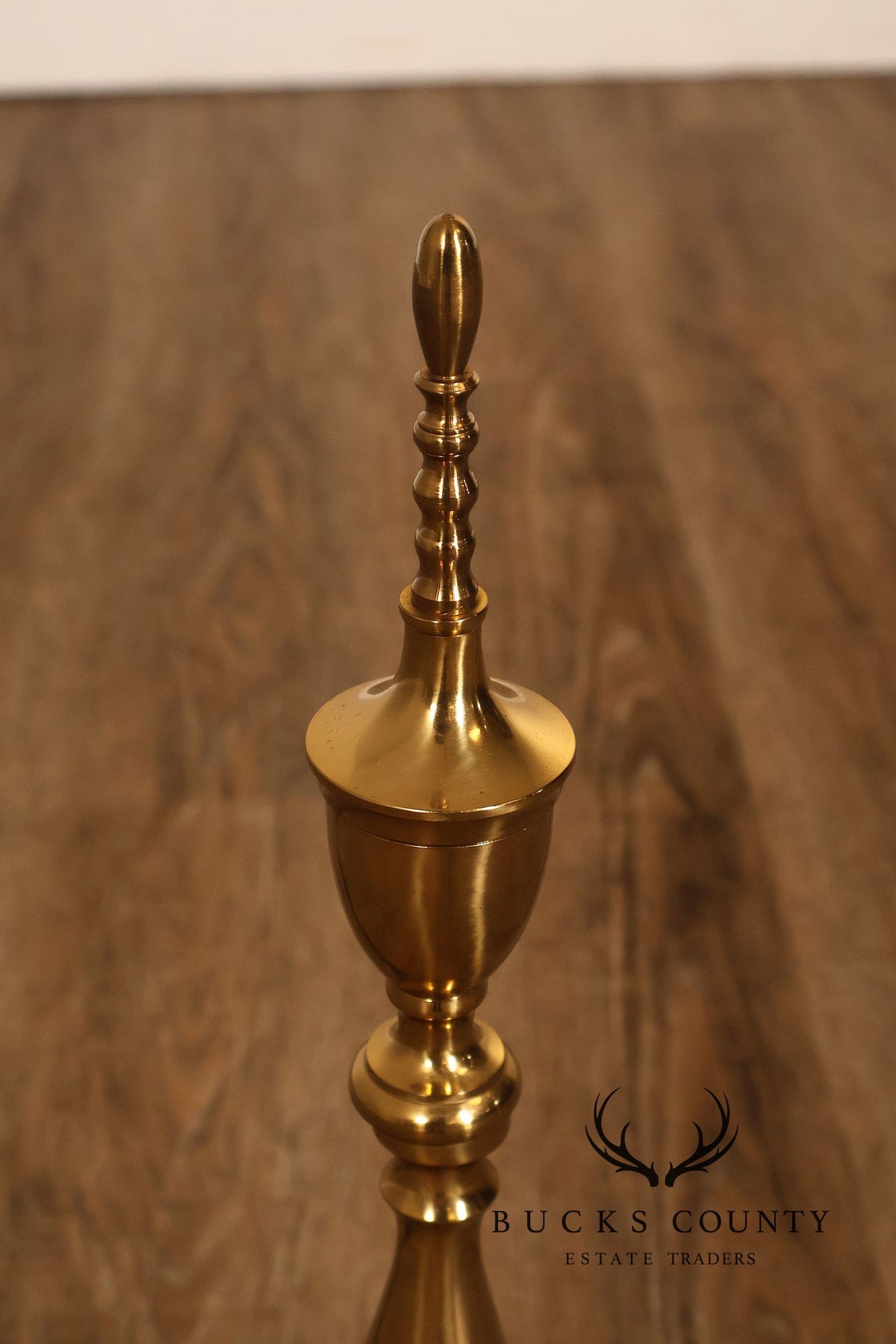 Federal Style Pair of Brass Fireplace Andirons