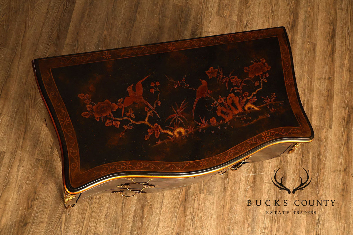 Maitland Smith Chinoiserie Hand Painted Bombe Chest