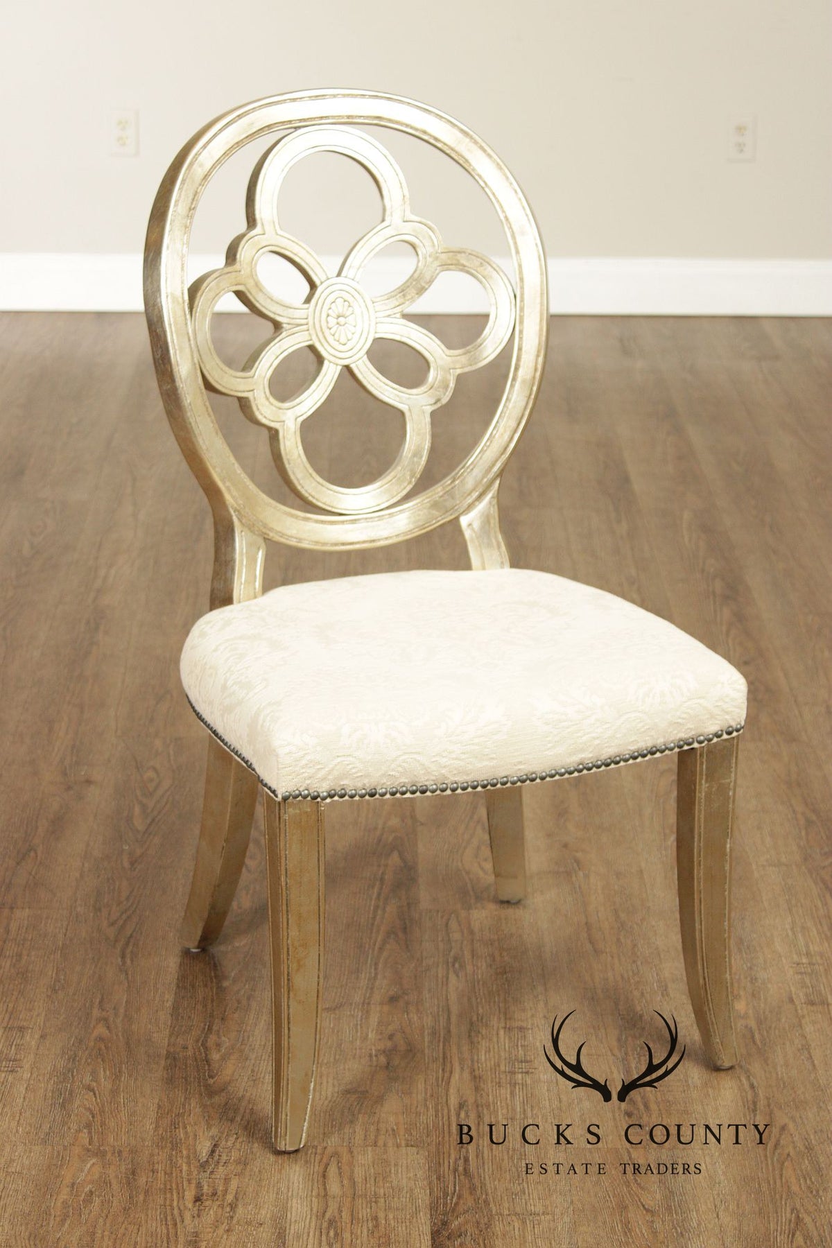 Henredon Set of Four Silver Leaf Side Dining Chairs