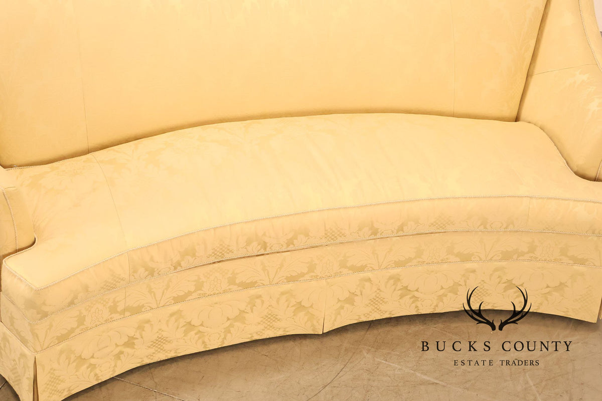 Councill Custom Damask Upholstered Curved Back Sofa