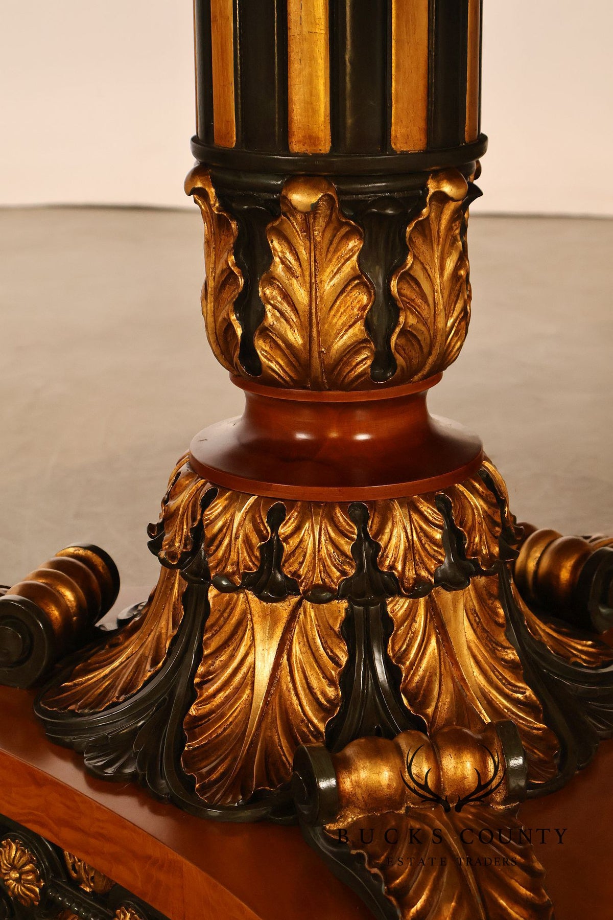 Ala Mobili Style Neoclassical Style Inlaid Double Pedestal Extension Dining Table