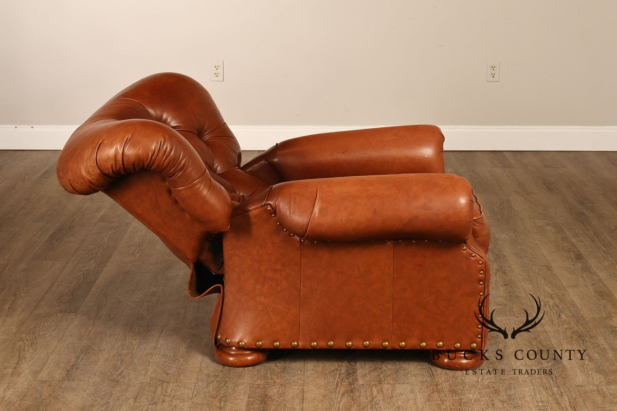 La-Z-Boy Tufted Leather Recliner Chair and Ottoman
