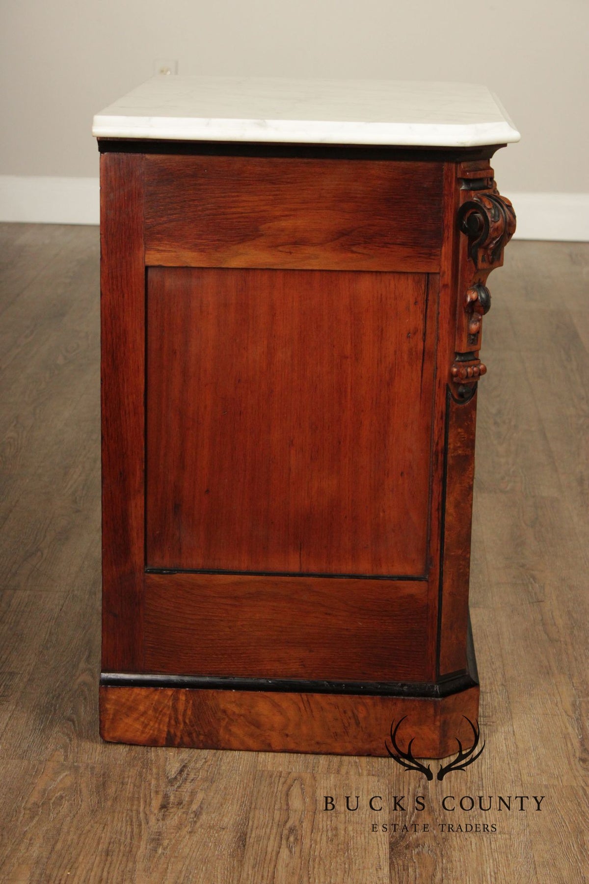 Antique Victorian Marble Top Walnut Nightstand