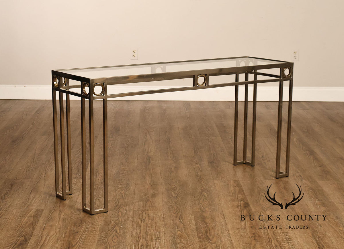 Modern Art Deco Style Glass Top Console Table