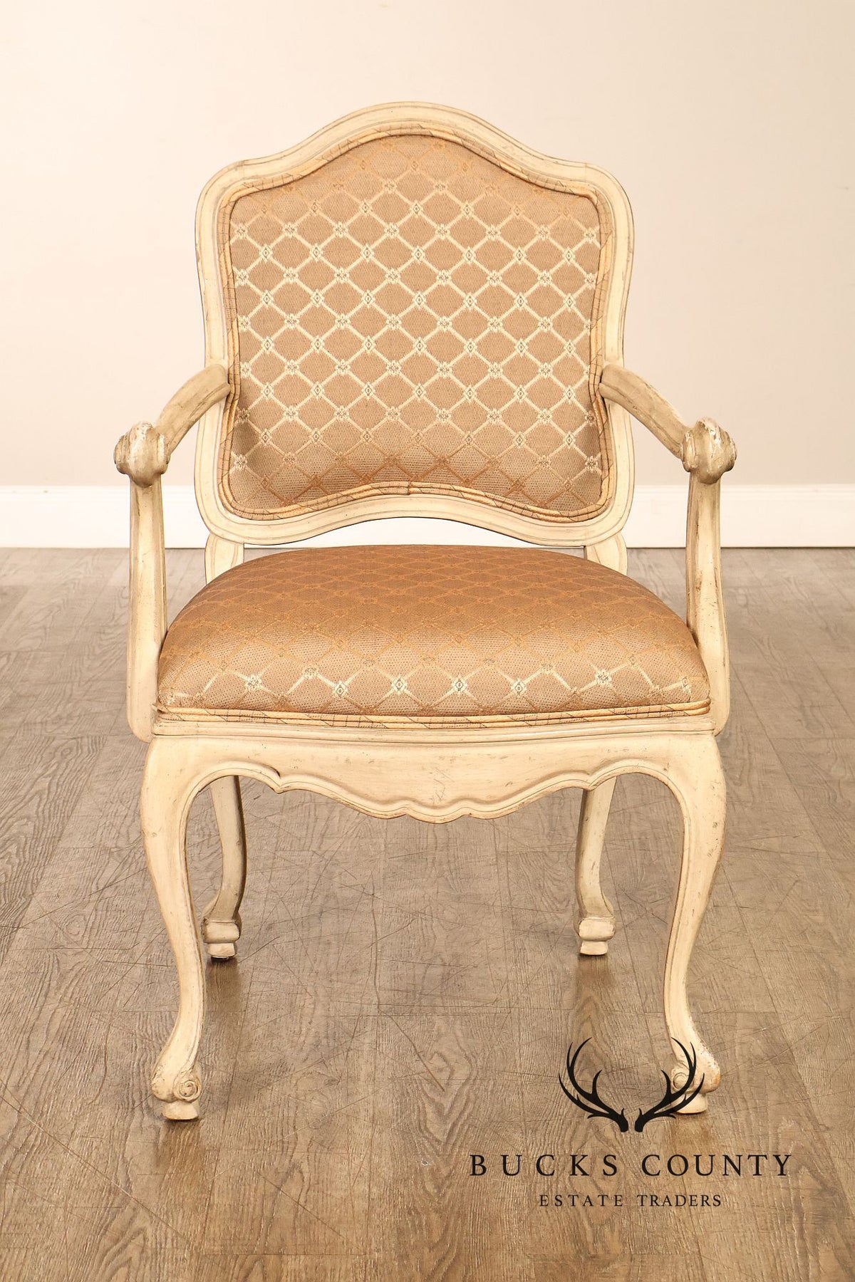 French Provincial Style Set Of Six Painted Upholstered Dining Chairs