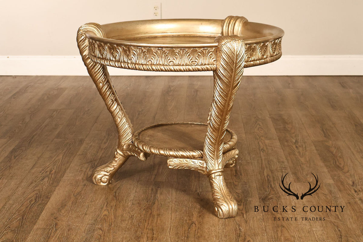 Hollywood Regency Style Pair of Gilt Side Tables