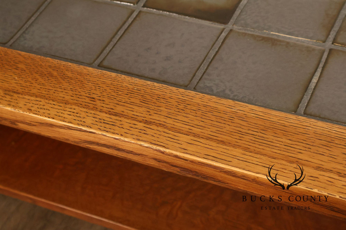 Stickley Mission Collection Oak Tile Top Coffee Table