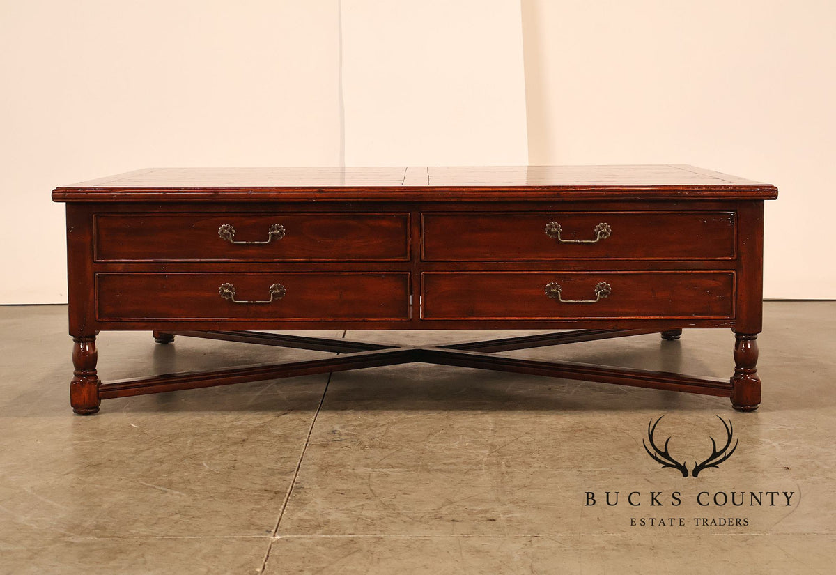 Bausman & Company Rustic Wood Square Coffee Table With Four Drawers