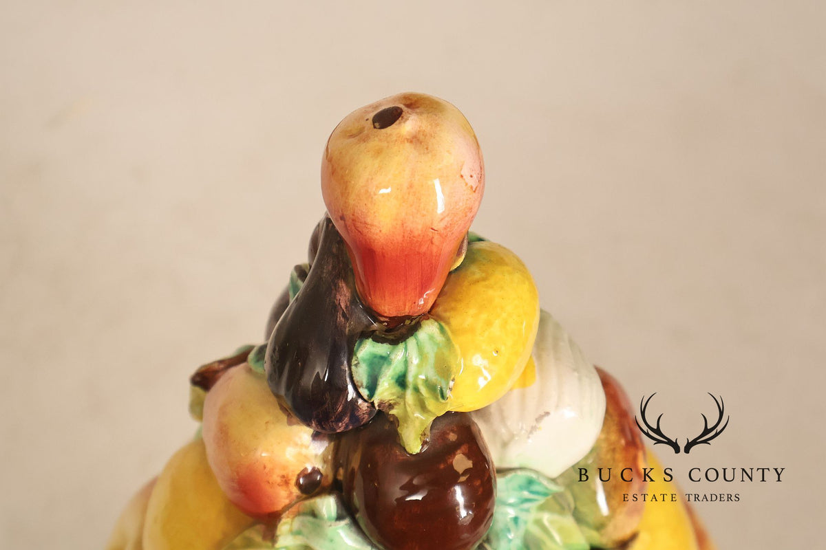 Italian Glazed Ceramic Fruit Basket Centerpiece