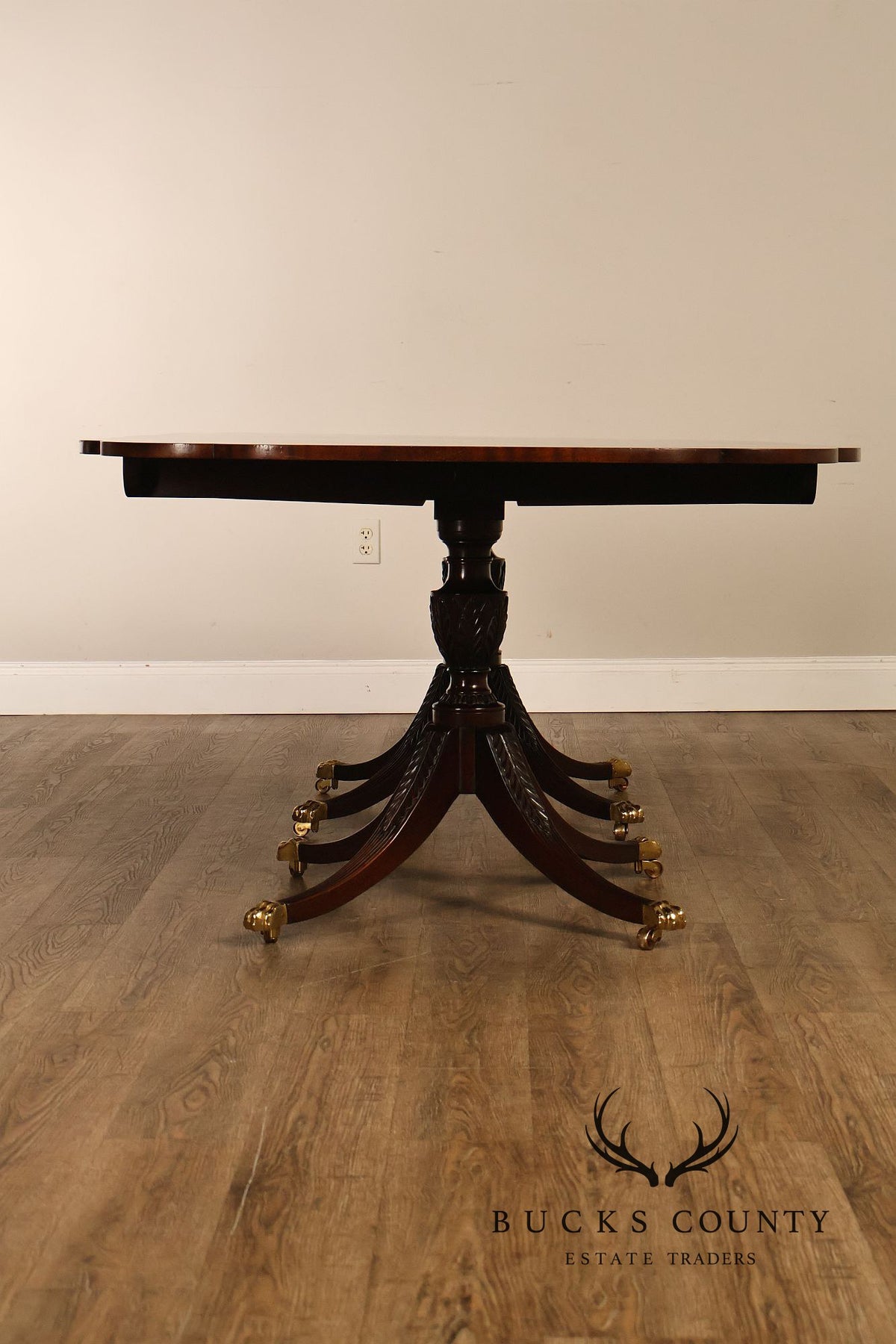 Kindel Georgian Style Double Pedestal Mahogany Dining Table