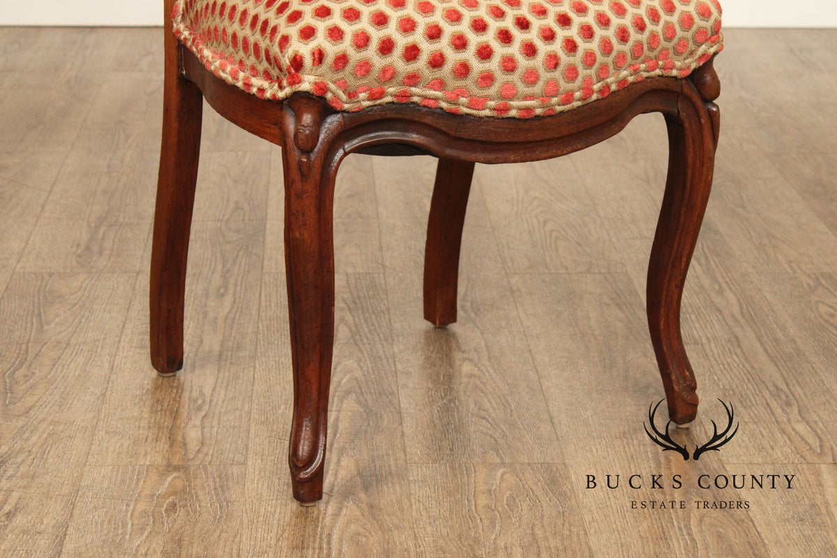 French Louis XV Style Pair of Carved Walnut Side Chairs