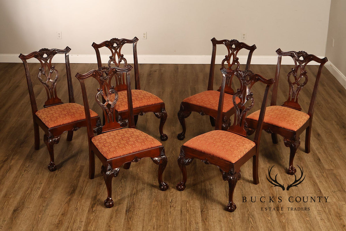 Henredon Chippendale Style Set of Six Mahogany Dining Chairs