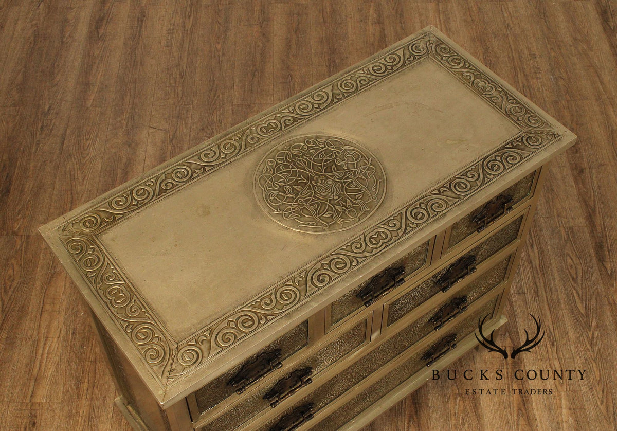 Vintage Embossed Metal Chest of Drawers