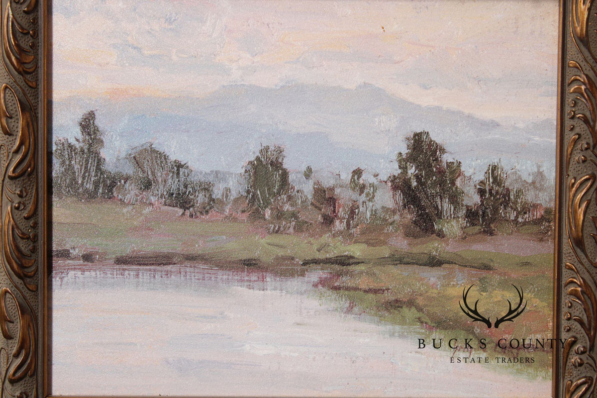 Impressionist Style Landscape Painting Riverbank