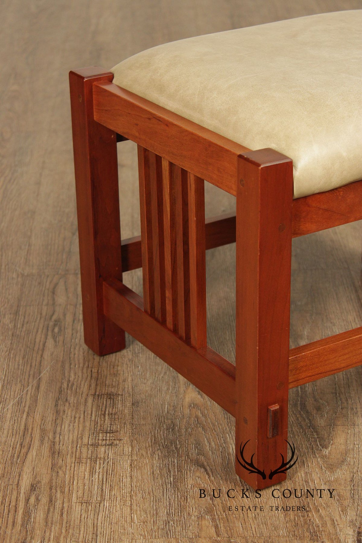 Stickley Mission Collection Cherry Bent Arm Morris Chair and Ottoman