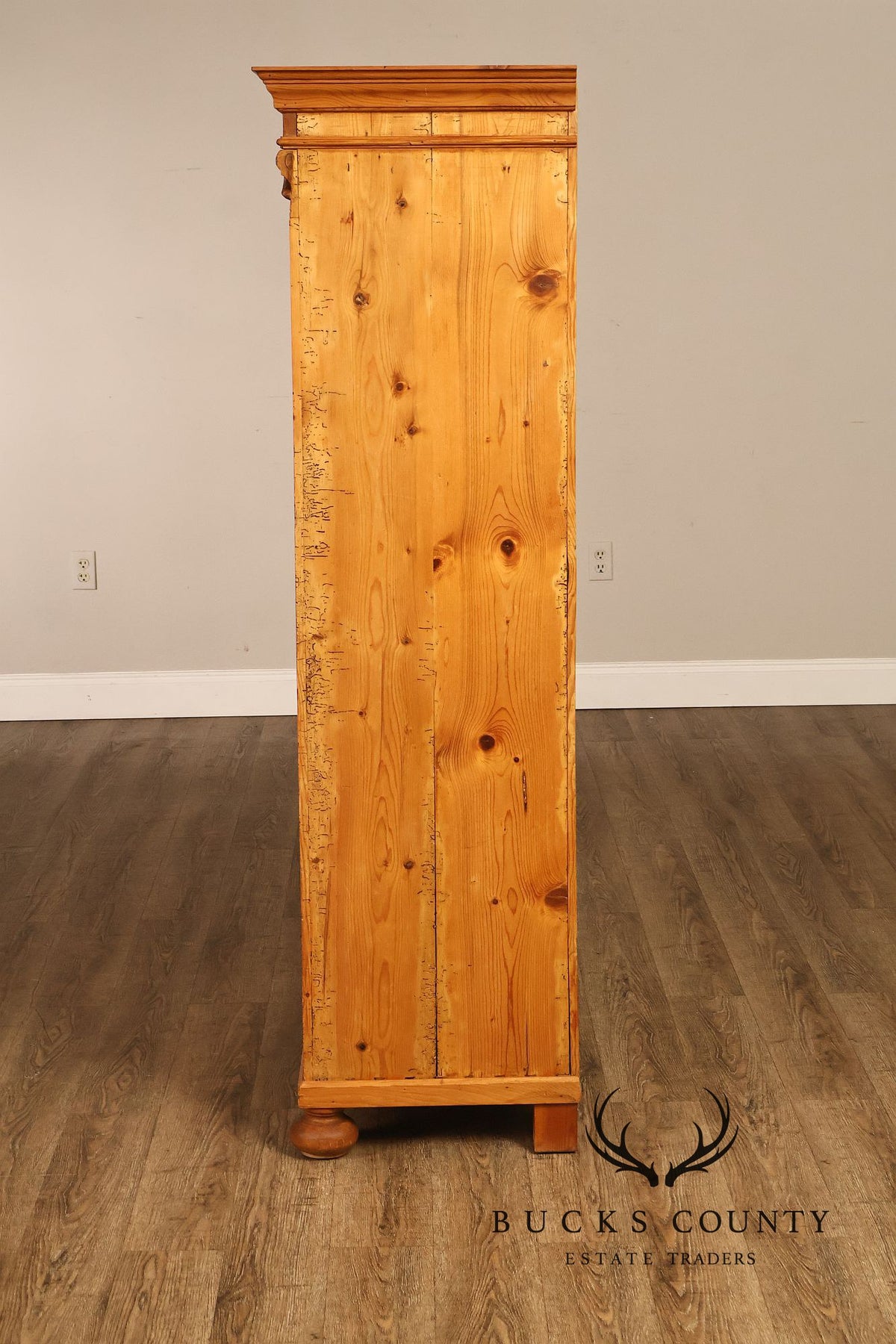 European Country Pine Glass Door Display Cabinet