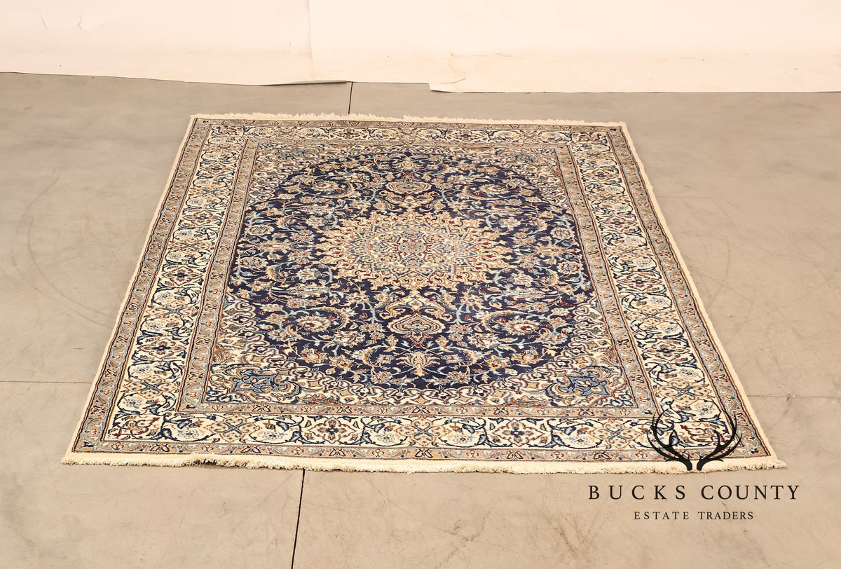 Handwoven Wool Curvilinear Medallion 6.4' x 10.75' Rug