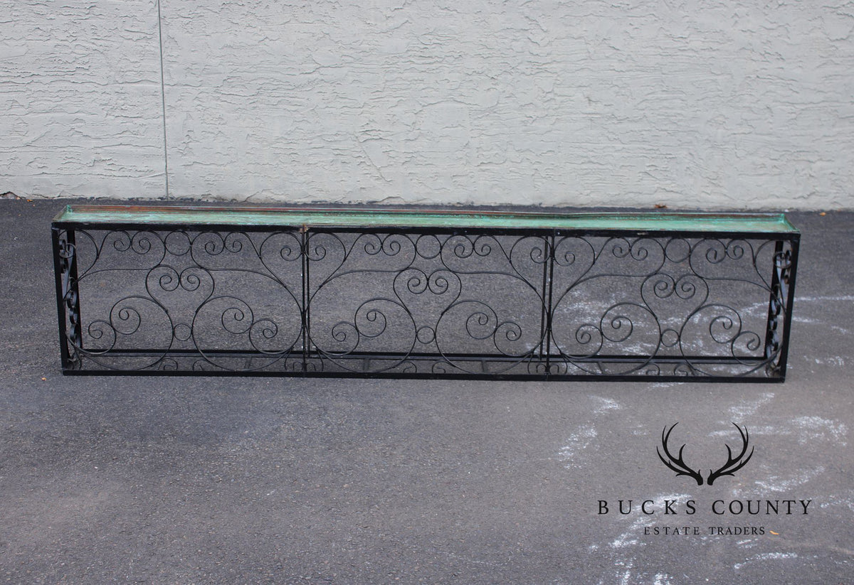 Ornamental Iron Window Length Narrow Planter With Copper Insert