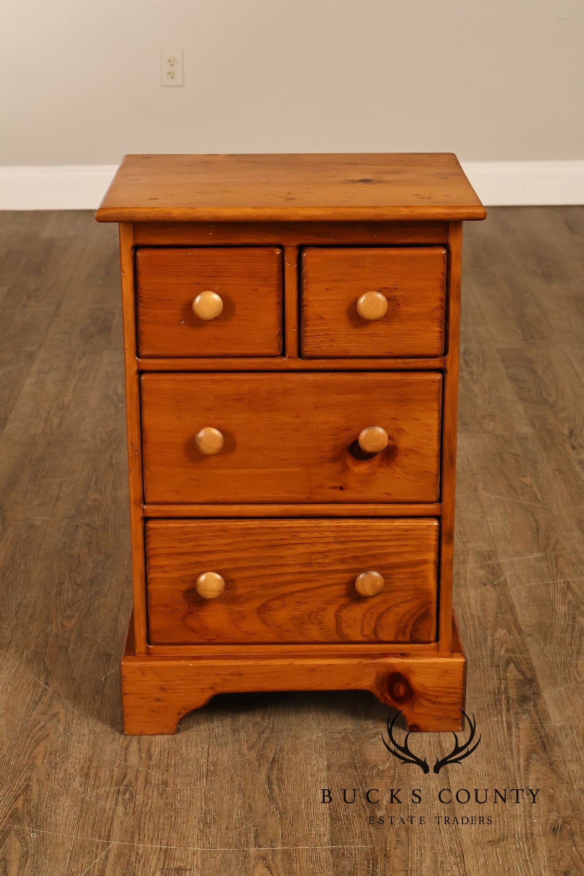 Rustic Pine Four-Drawer Nightstand