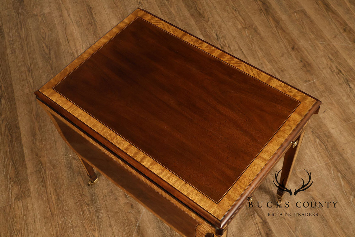 Henredon Historic Natchez Collection Mahogany And Burl Drop Leaf Pembroke Side Table